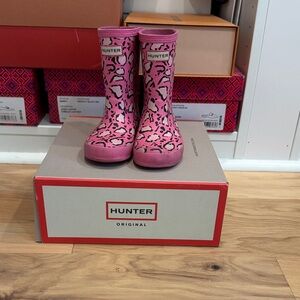 Hunter Kids Pink Animal Print Rain Boots